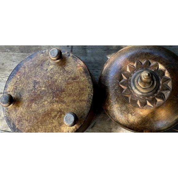 Vintage Burmese-Style Gold Wooden Lidded Bowl - Picture 7 of 12